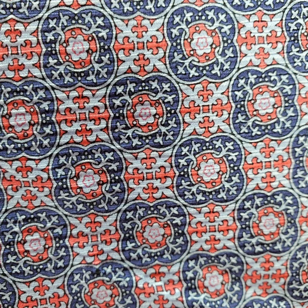 Robert Talbott Silk‎ Tie Handsewn Made in USA Geometric Pattern Blue Red Office